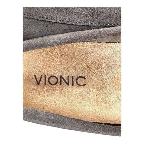 Vionic Womens Suede Moccasin Flats 7.5 Gray Slip-On Comfort Shoes Bow Accent - Picture 5 of 13